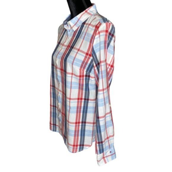 Tommy Hilfiger Womens Classic Fit Plaid Button-Up Shirt Long Sleeve Collared M - Picture 5 of 15